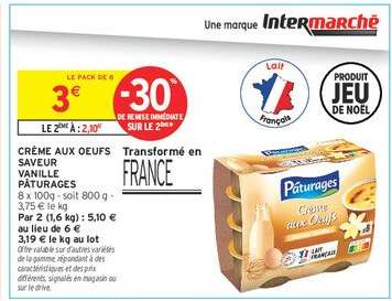 CRÈME AUX OEUFS SAVEUR VANILLE PÂTURAGES