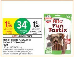 SNACK CHIEN FUNTASTIX BACON ET FROMAGE FIDO