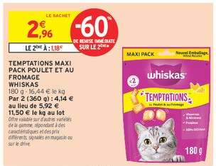TEMPTATIONS MAXI PACK POULET ET AU FROMAGE WHISKAS