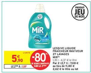 LESSIVE LIQUIDE FRAÎCHEUR RAVIVEUR 27 LAVAGES MIR