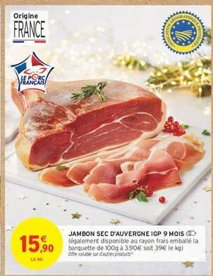 JAMBON SEC D'AUVERGNE IGP 9 MOIS