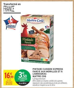 PINTADE CUISSON EXPRESS FARCIE AUX MORILLES ET À L'ARMAGNAC MAÎTRE COQ