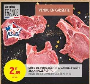 CÔTE DE PORC (ÉCHINE, CARRÉ, FILET) JEAN ROZÉ
