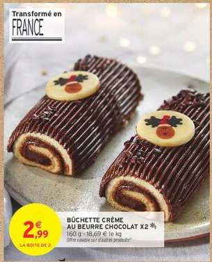 BÛCHETTE CRÈME AU BEURRE CHOCOLAT X2
