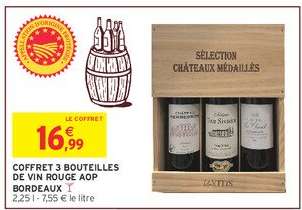 Coffret 3 bouteilles de vin rouge AOP Bordeaux