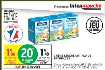 CRÈME LÉGÈRE UHT FLUIDE PÂTURAGES
