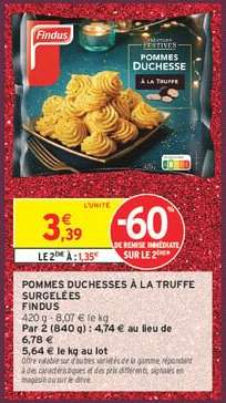 POMMES DUCHESSES À LA TRUFFE SURGELÉES
