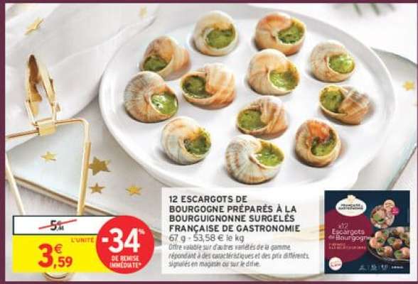 12 Escargots de Bourgogne Préparés à la Bourguignonne Surgelés