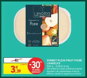 SORBET PLEIN FRUIT POIRE L'ANGELYS