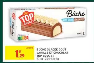 BÛCHE GLACÉE GOÛT VANILLE ET CHOCOLAT TOP BUDGET