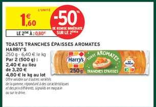 TOASTS TRANCHES ÉPAISSES AROMATES HARRY'S