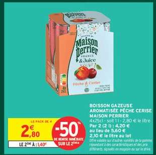 BOISSON GAZEUSE AROMATISÉE PÊCHE CERISE MAISON PERRIER