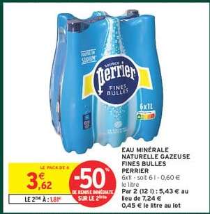 EAU MINÉRALE NATURELLE GAZEUSE FINES BULLES PERRIER