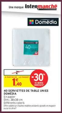 40 SERVIETTES DE TABLE UNIES DOMÉDIA