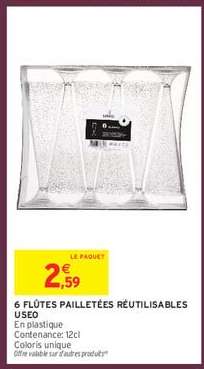 6 Flûtes Pailletées Réutilisables