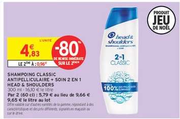 SHAMPOING CLASSIC ANTIPELLICULAIRE + SOIN 2 EN 1 HEAD & SHOULDERS