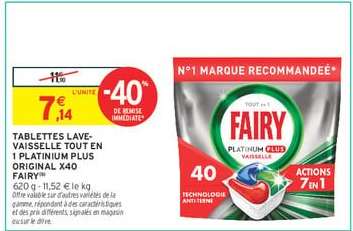 Tablettes Lave-Vaisselle Tout en 1 Platinum Plus Original X40 Fairy