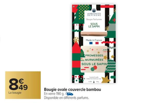 Bougie ovale couvercle bambou