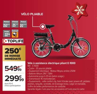 Vélo à assistance électrique pliant E-1000