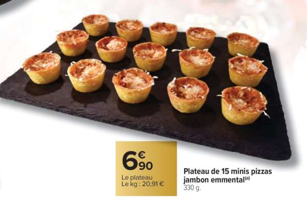 Plateau de 15 minis pizzas jambon emmental