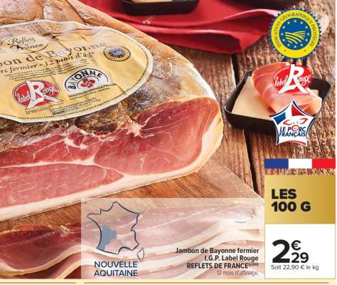 Jambon de Bayonne fermier I.G.P. Label Rouge REFLETS DE FRANCE