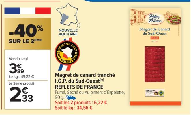 Magret de canard tranché I.G.P. du Sud-Ouest™ REFLETS DE FRANCE