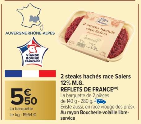 2 steaks hachés race Salers 12% M.G.