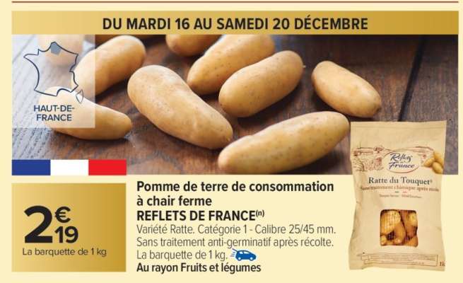 Pomme de terre de consommation à chair ferme REFLETS DE FRANCE