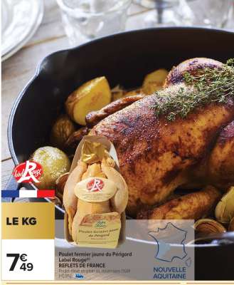 Poulet fermier jaune du Périgord Label Rouge