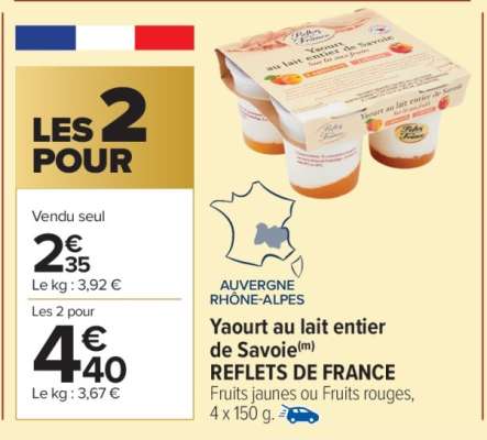 Yaourt au lait entier de Savoie REFLETS DE FRANCE