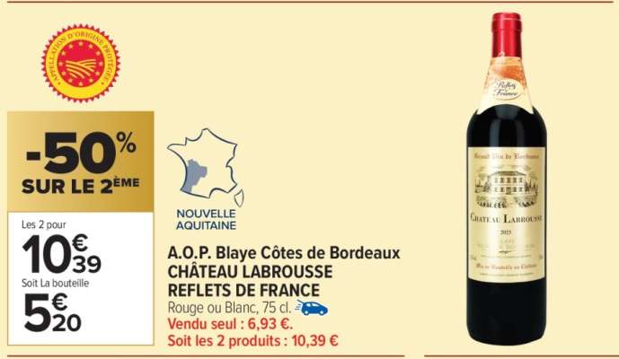 A.O.P. Blaye Côtes de Bordeaux CHÂTEAU LABROUSSE REFLETS DE FRANCE