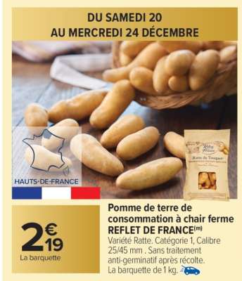 Pomme de terre de consommation à chair ferme REFLET DE FRANCE