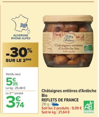 Châtaignes entières d'Ardèche Bio