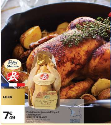 Poulet fermier jaune du Périgord Label Rouge