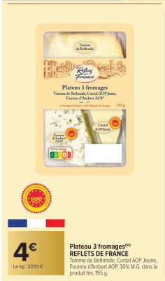 Plateau 3 fromages REFLETS DE FRANCE