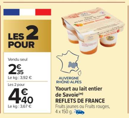 Yaourt au lait entier de Savoie REFLETS DE FRANCE