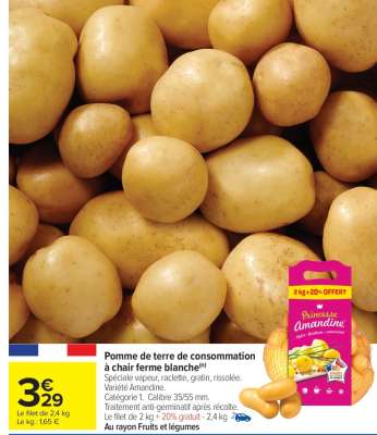 Pomme de terre de consommation à chair ferme blanche