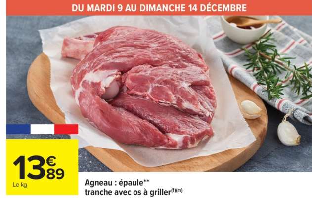 Agneau : épaule** tranche avec os à griller