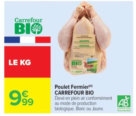 Poulet fermier CARREFOUR BIO