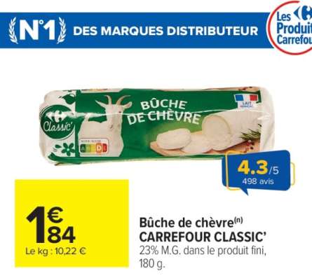 Bûche de chèvre CARREFOUR CLASSIC'