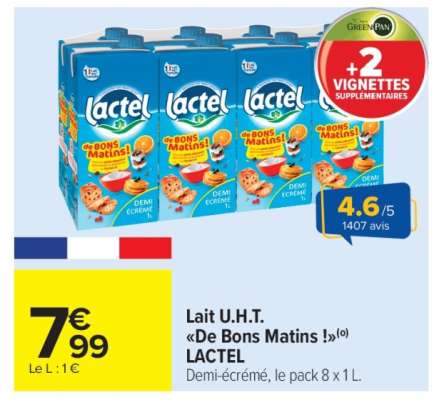 Lait U.H.T. "De Bons Matins !" LACTEL
