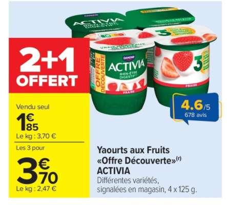 Yaourts aux fruits "Offre Découverte" ACTIVIA