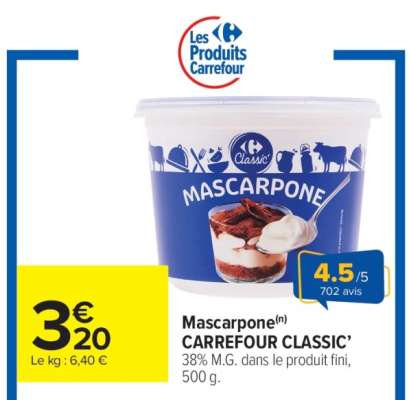Mascarpone CARREFOUR CLASSIC'