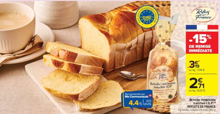 Brioche vendéenne tranchée I.G.P