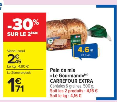 Pain de mie «Le Gourmand» CARREFOUR EXTRA