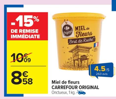 Miel de fleurs CARREFOUR ORIGINAL
