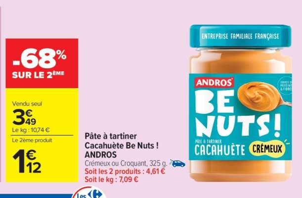 PÂTE À TARTINER CACAHUÈTE "BE NUTS ANDROS"