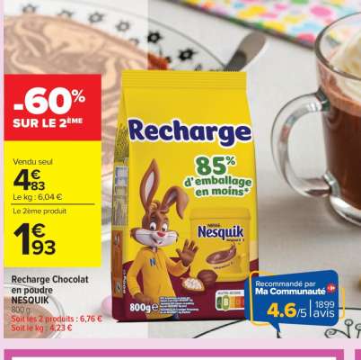 RECHARGE CHOCOLAT EN POUDRE “NESQUIK”