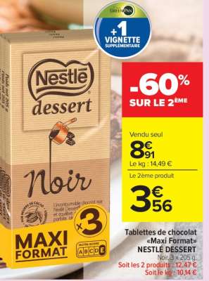 Tablettes de chocolat «Maxi format» NESTLÉ DESSERT