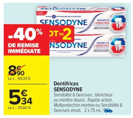 Dentifrices SENSODYNE